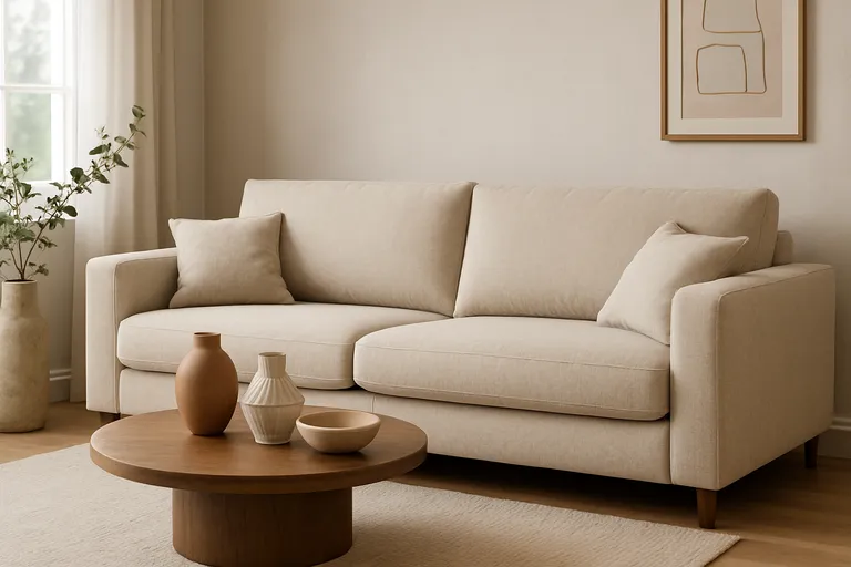 Beige bank als rustige basis in jouw interieur