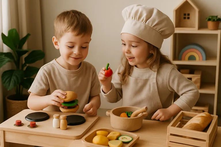 Creatieve rollenspellen met houten speelgoed