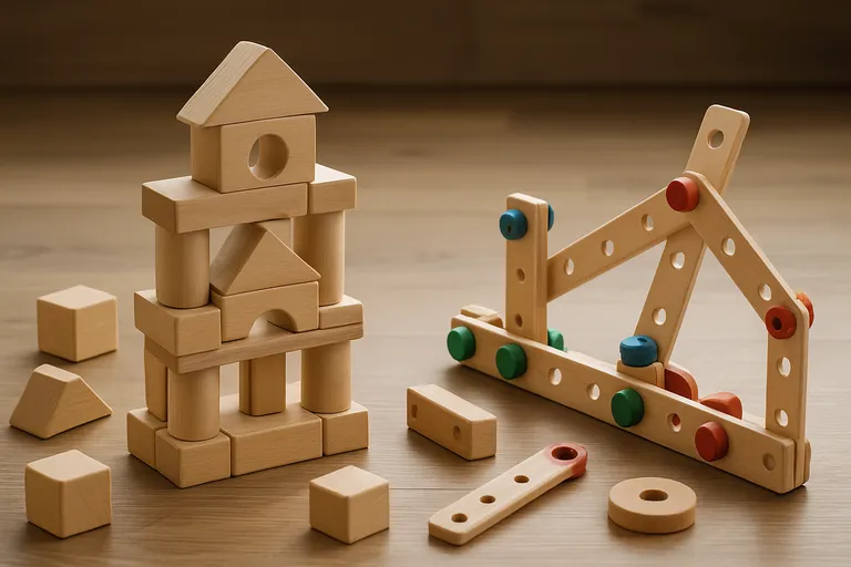 Verschillende soorten houten speelgoed